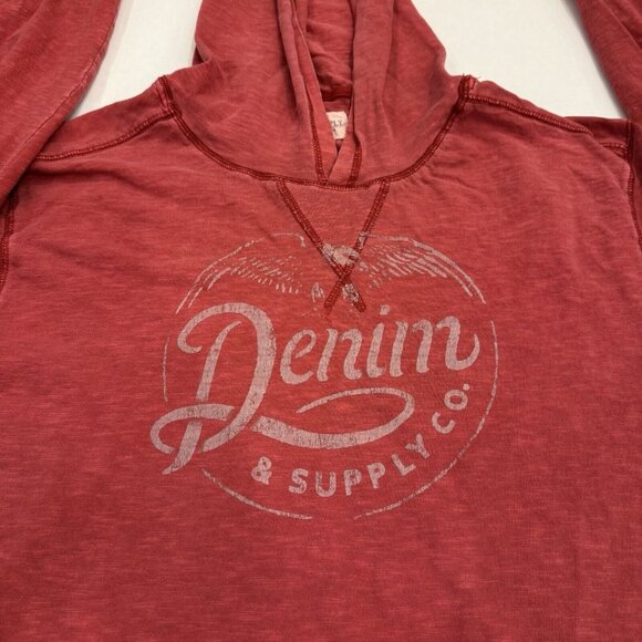 Ralph Lauren Denim & Supply Hooded Men’s Shirt Size XL Red Long Sleeve Retro - Picture 3 of 10